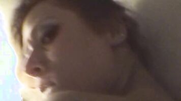Blonde hottie from France eating all the cum from a long dick in POV